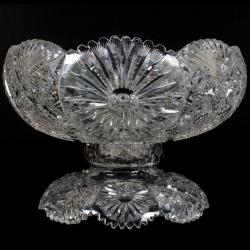 ABCG Clark cocktail crystal cut glass Panels on bowl and zippers on stem.1904 